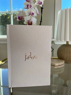 DIOR Embossed Floral Notebook White with Gold Logo